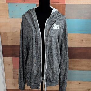 DC Gray Zip-Up Hoodie with White Logo